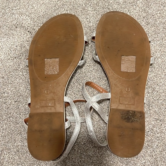 MUDAN Sparkly Silver Braided & Rhinestone Slingback Sandals - Size 9 - Picture 10 of 11